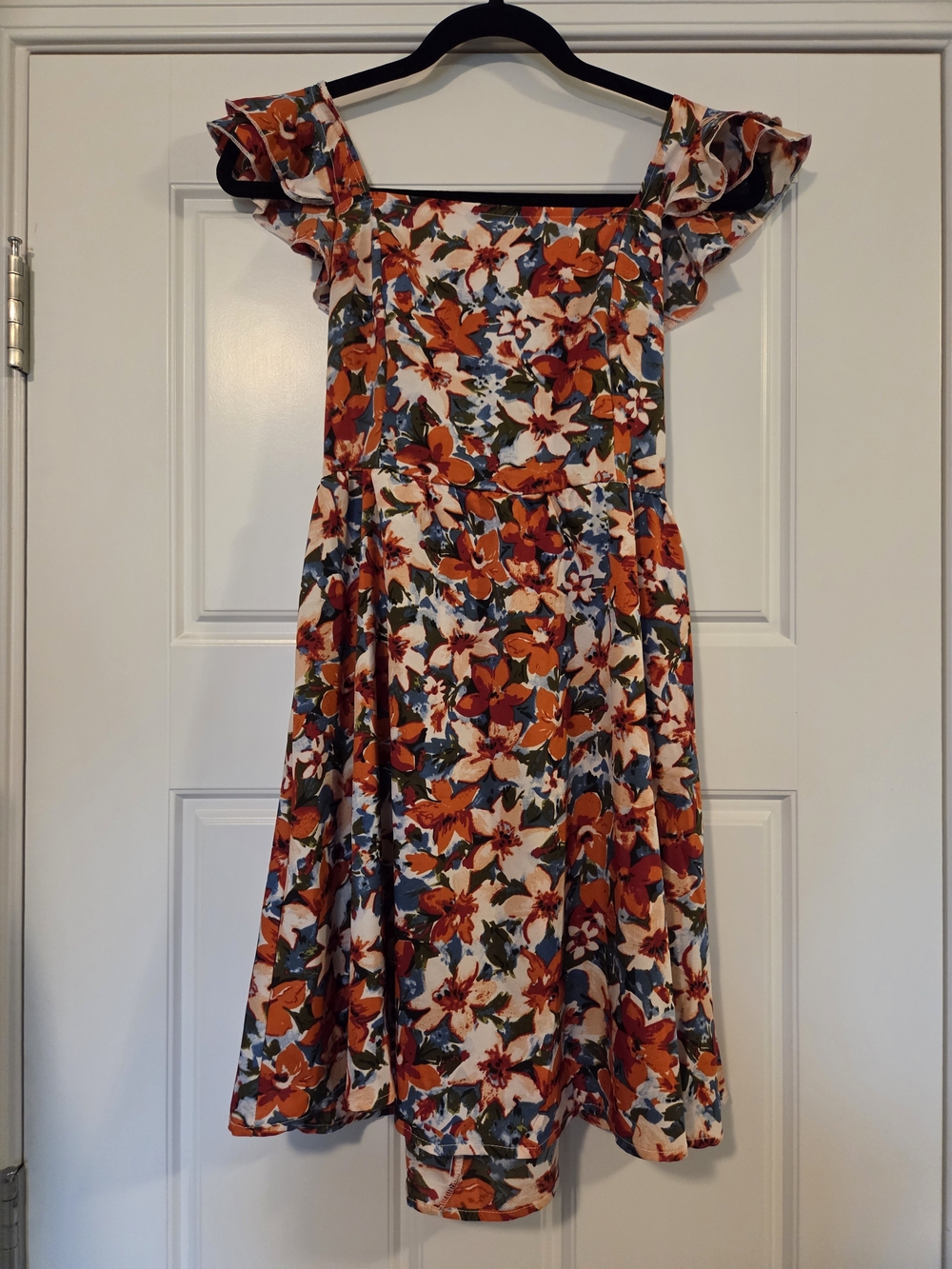 SHEIN Orange, Red, Blue & Cream Floral Dress